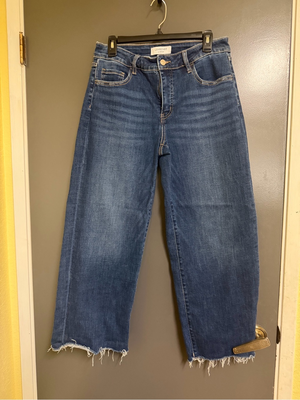 Lovervet Dark Blue Cropped Wide-Leg Jeans